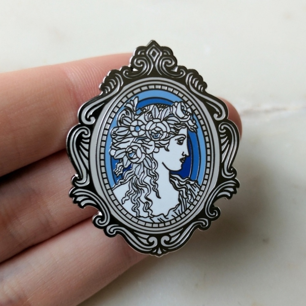Hard Enamel Flora Cameo Lapel Pin Brooch - Picture 2 of 6